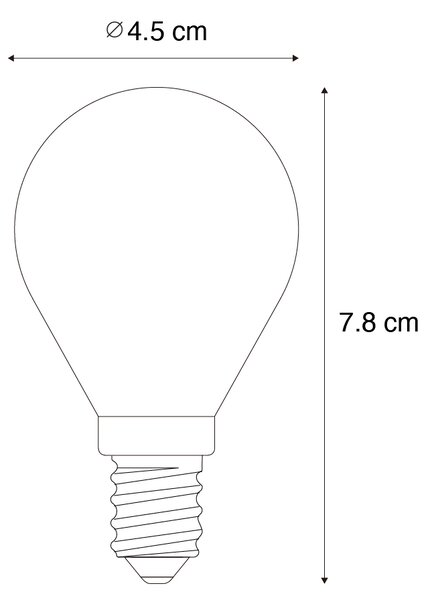 Sada 5 stmievateľných LED žiaroviek E14 Filament G45 číra 4W 470 lm 2700K