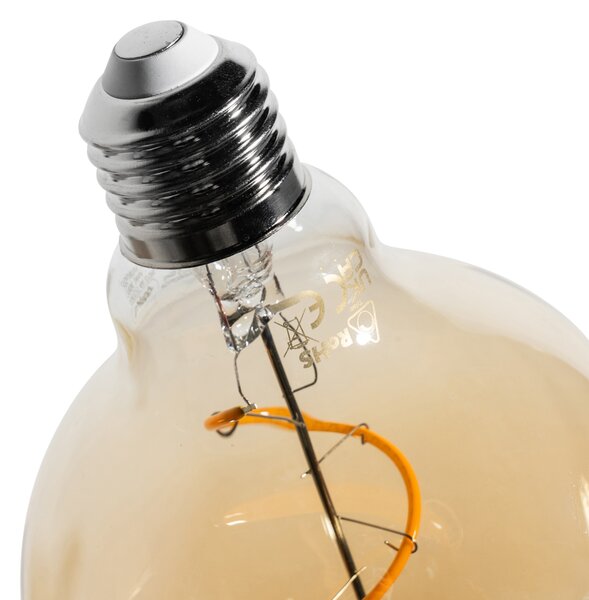 Sada 5 stmievateľných LED žiaroviek E27 so špirálovým vláknom G95 zlatá 4W 270 lm 2100K
