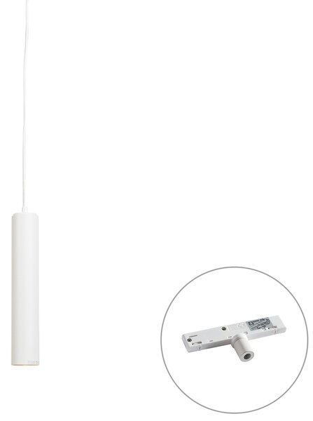 Dizajnové závesné svietidlo biele vrátane adaptéra na koľajnicu 1-fázové - Slimline Tuba Small