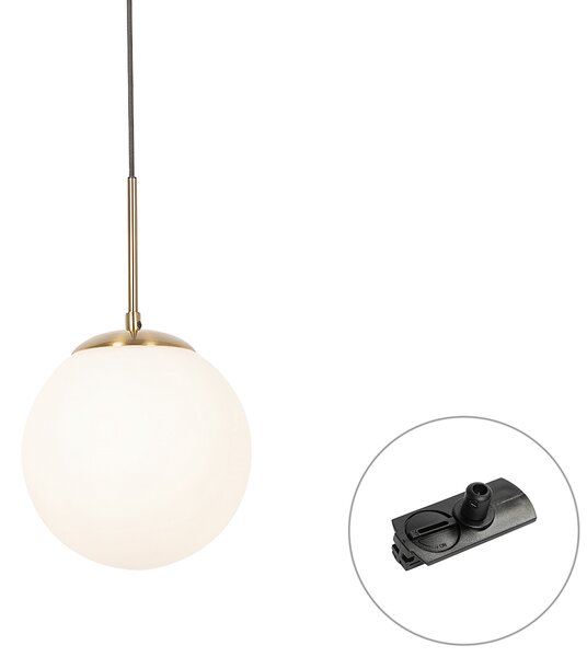 Závesná lampa Art Deco zlatá s opálovým sklom vrátane čierneho adaptéra na koľajnicu 1-fázová - Iconic Flore