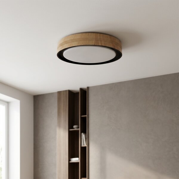 Brilagi - LED stmievateľné stropné svietidlo COCI LED/48W/230V priemer 39 cm drevo/čierna+DO