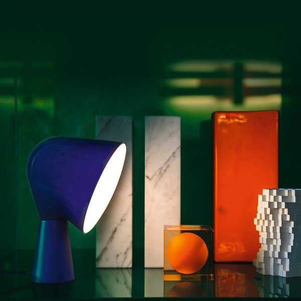 Stolové Lampa Foscarini, Binic, Modrá, Obývacia izba, Plast, Dizajnový