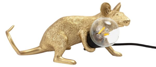 Stolové Lampa SELETTI, Mouse Lamp Valentine, Zlatá / Mosadz, Obývacia izba, Plast, Dizajnový