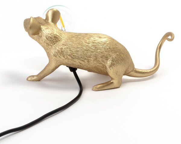 Stolové Lampa SELETTI, Mouse Lamp Valentine, Zlatá / Mosadz, Obývacia izba, Plast, Dizajnový