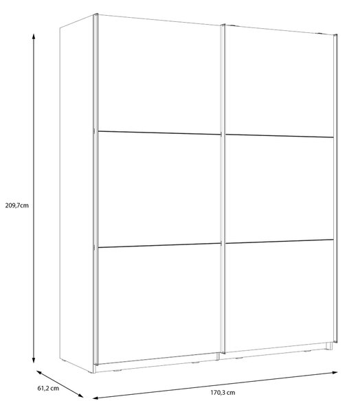 ŠAT. SKRIŇA S POSUV. DVERAMI, biela, biela s vysokým leskom, 170,3/209,7/61,2 cm home24 - Skrine