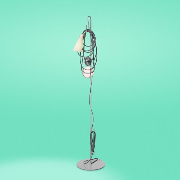 Stojacie Lampa Foscarini, Filo, Sivá, Obývacia izba, Kov, Dizajnový