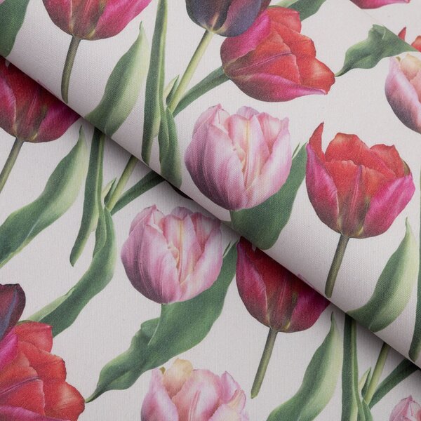 Biante Dekoračná obliečka na vankúš s lemom Terra TRA-001 Tulipány na dymovo sivom 30 x 50 cm