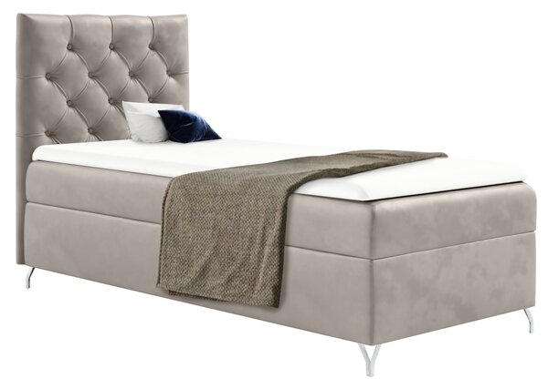 KONDELA Boxspringová posteľ, 90x200, sivobéžová Taupe látka Velvet, ľavá, GULIETTE + darček