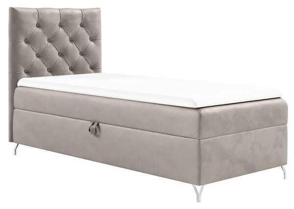 KONDELA Boxspringová posteľ, 90x200, sivobéžová Taupe látka Velvet, ľavá, GULIETTE + darček