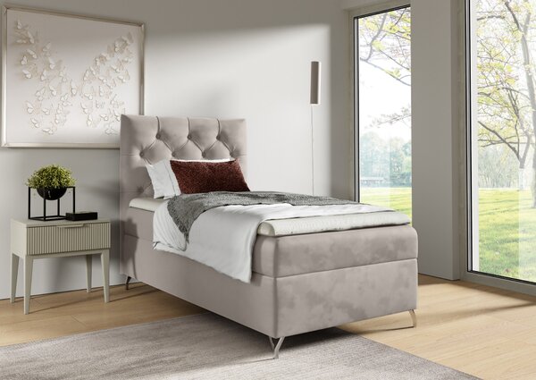 KONDELA Boxspringová posteľ, 90x200, sivobéžová Taupe látka Velvet, ľavá, GULIETTE + darček