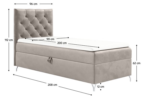 KONDELA Boxspringová posteľ, 90x200, sivobéžová Taupe látka Velvet, ľavá, GULIETTE + darček