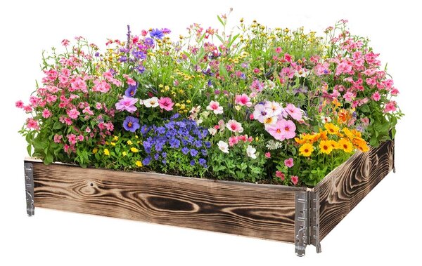 ATMOWOOD Drevený vyvýšený záhon s kovaním 120 x 120 x 20 cm - opálený