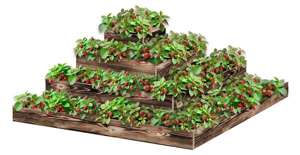 ATMOWOOD Rohový 4-patrový drevený záhon 120 x 120 x 40 cm - opálený