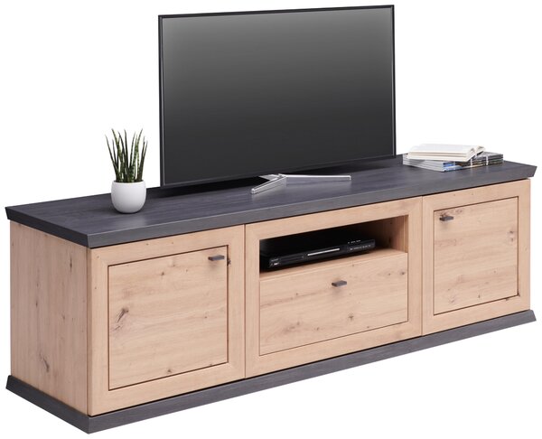 NÍZKA KOMODA, farba duba, tmavosivá, 180/55,6/50,1 cm Hom`in - TV nábytok