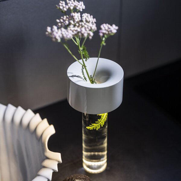 Stolové Lampa Foscarini, Fleur, stmievateľné, Biela, Obývacia izba, Sklo, Moderný