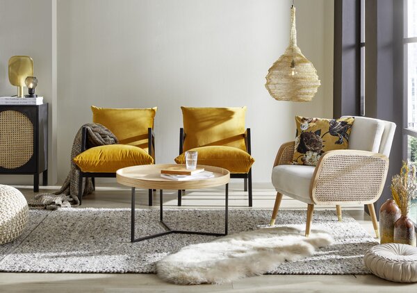 KRESLO, textil, žltá Carryhome - Kreslá