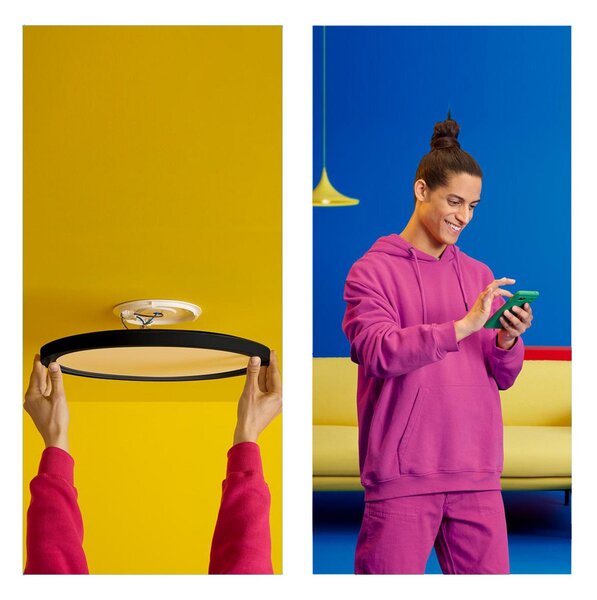 Stropné Lampa WiZ, SuperSlim, stmievateľné, Čierna, Obývacia izba, Plast, Moderný