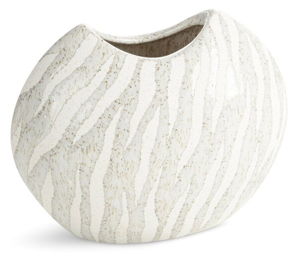 Dekorstudio Keramická dekoračná váza ADA s reliéfom kôry 20x9cm - biela
