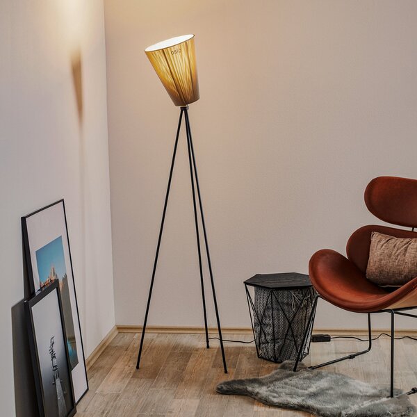 Stojacie Lampa Northern, Oslo Wood, stmievateľné, Čierna, Obývacia izba, Tkanina / Textil, Dizajnový