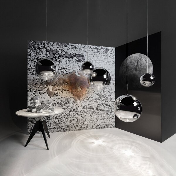 Závesné Lampa Tom Dixon, Mirror Ball, stmievateľné, Metalická, Obývacia izba, Plast, Dizajnový