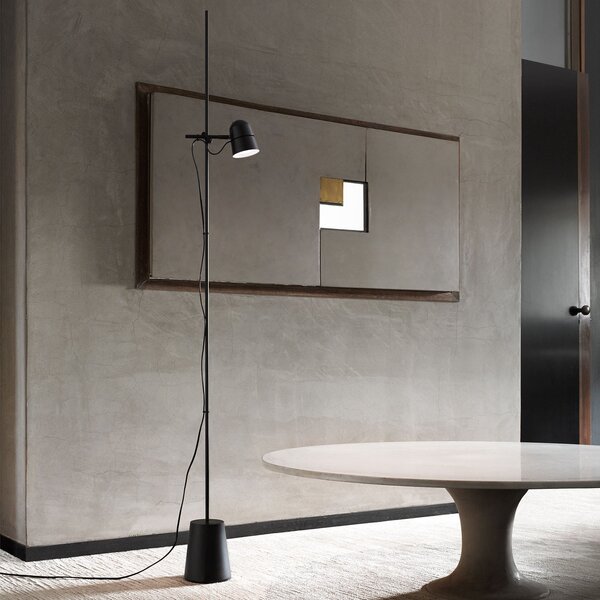 Stojacie Lampa Luceplan, Counterbalance, stmievateľné, Čierna, Obývacia izba, Kov, Dizajnový