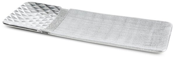 Dekorstudio Keramická dekoračná misa SOLEN 39x13cm s diamantovým reliéfom - strieborná