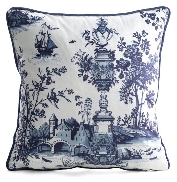 Dekorstudio Zamatová obliečka na vankúš s botanickým motívom 45x45cm - biela