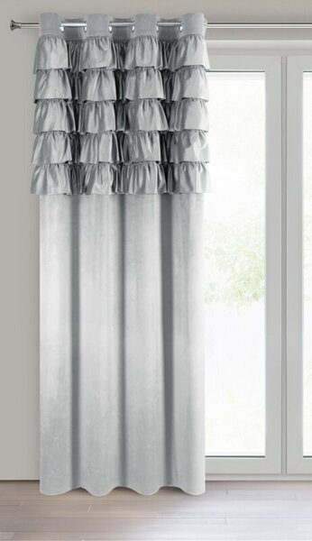 Dekorstudio Zamatový záves AURA na dekoračných krúžkoch 140x250cm - strieborný
