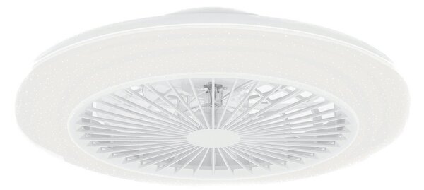 Stropný ventilátor Amigo LED, lesklá biela, 49 cm, CCT – Philips Philips, Amigo, stmievateľné, Biela, Obývacia izba, Plast, Moderný