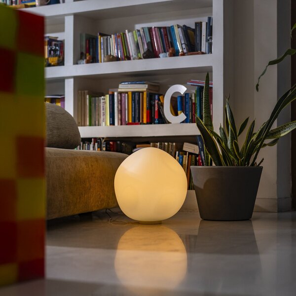 Stolové Lampa Foscarini, Hoba Grande, stmievateľné, Biela, Obývacia izba, Sklo, Dizajnový