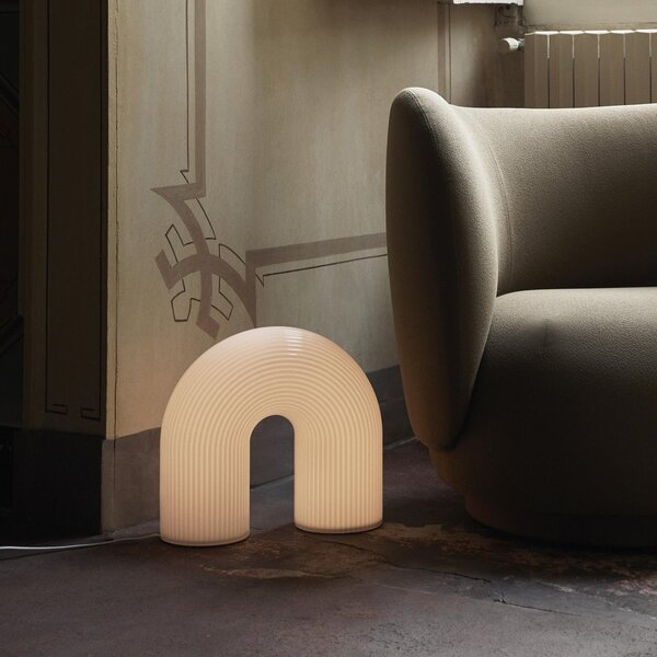 Stolové Lampa ferm LIVING, Vuelta, stmievateľné, Biela, Obývacia izba, Sklo, Dizajnový