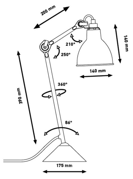 Stolové Lampa Lampe Gras, Čierna, Pracovňa, Kov