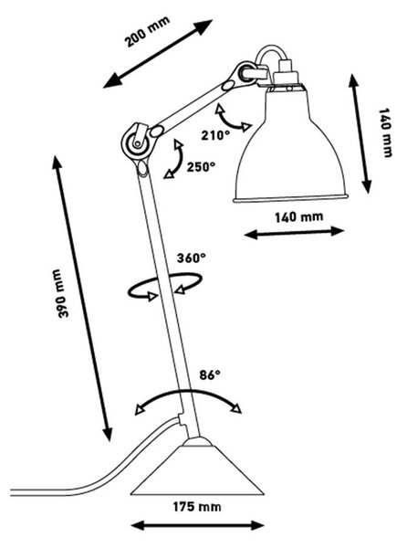 Stolové Lampa Lampe Gras, Metalická, Obývacia izba, Kov