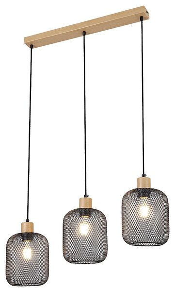 Rabalux 3132 závesné stropné svietidlo Grendel 3x60W | E27 - drevo, čierna