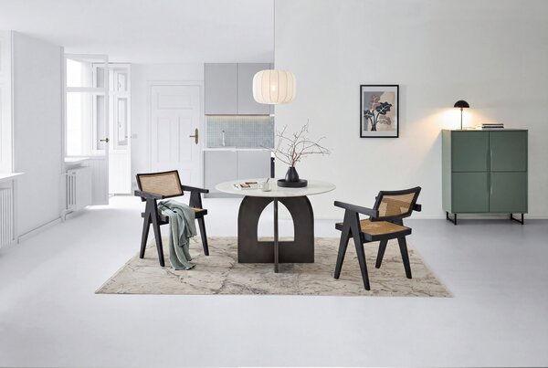 JEDÁLENSKÝ STÔL, mangové drevo, biela, farba vlašského orecha, 120/76/120 cm Livetastic - Stoly, Online Only