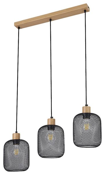 Rabalux 3132 závesné stropné svietidlo Grendel 3x60W | E27 - drevo, čierna