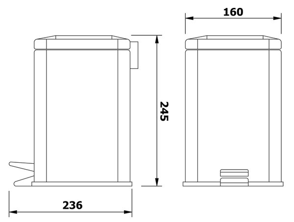 AQUALINE GAQ003 Simple line odpadkový kôš hranatý 3 l, nehrdz. oceľ lesk