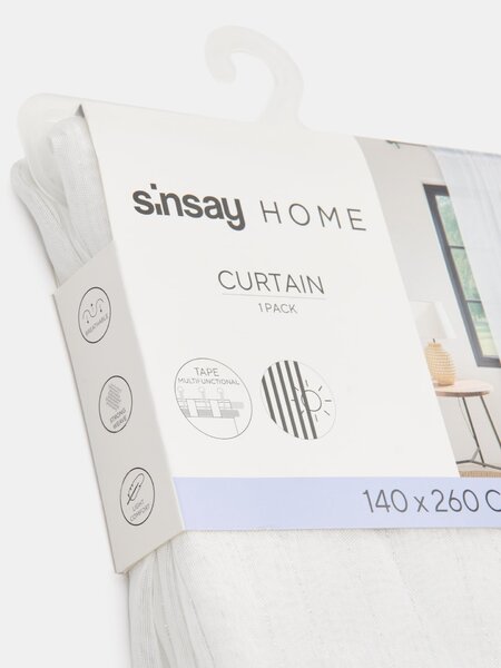 Sinsay - Záclona na riasiacej páske s lesklou lurexovou niťou - biela