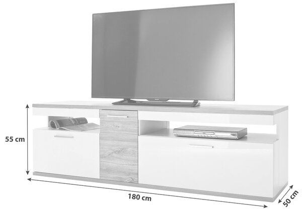 SKRINKA POD TV, biela, farba duba, 180/55/50 cm Livetastic - Online Only obývacie izby, Online Only