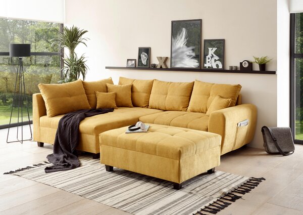 ROHOVÁ SEDAČKA, textil, kompozitné drevo, žltá MID.YOU - Sedačky, Online Only