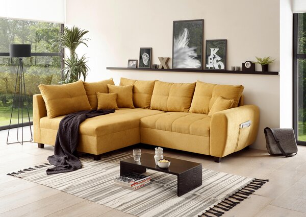 ROHOVÁ SEDAČKA, textil, kompozitné drevo, žltá MID.YOU - Sedačky, Online Only
