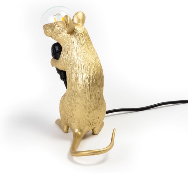 Stolové Lampa SELETTI, Mouse Lamp Valentine, Zlatá / Mosadz, Obývacia izba, Plast, Dizajnový