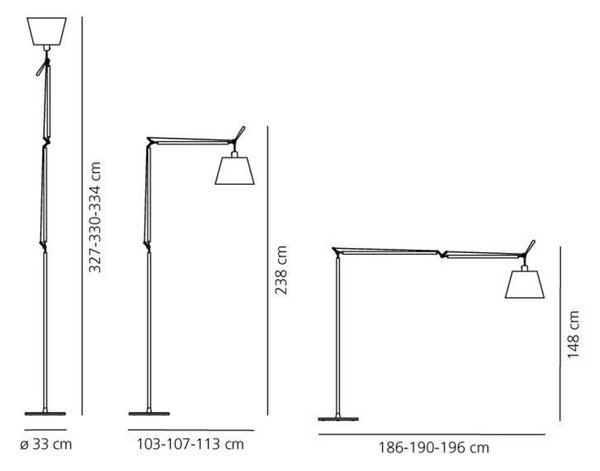 Stojacie Lampa Artemide, Sivá, Obývacia izba, Hliník