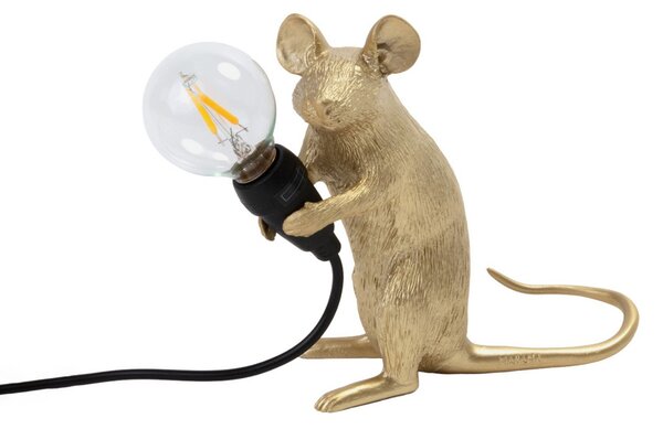 Stolové Lampa SELETTI, Mouse Lamp Valentine, Zlatá / Mosadz, Obývacia izba, Plast, Dizajnový