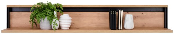 NÁSTENNÁ POLICA, čierna, dub artisan, 155/26/25 cm Hom`in - Regály