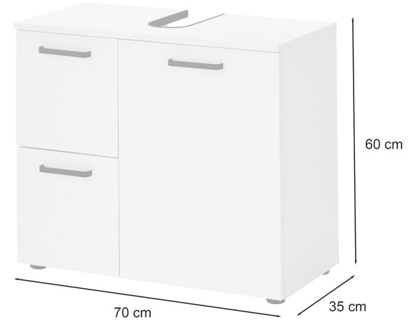 SKRINKA POD UMÝVADLO, sivá, sivá, 70/60/35 cm MID.YOU - Kúpeľňové skrinky, Online Only