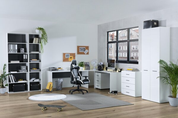 PÍSACÍ STÔL, antracitová, biela, 160/67/76 cm Hom`in - Kancelárske stoly