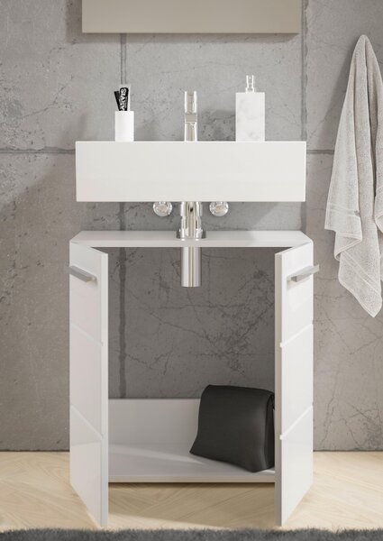 SKRINKA POD UMÝVADLO, biela s vysokým leskom, biela, 60/62/31 cm MID.YOU - Kúpeľňové skrinky, Online Only