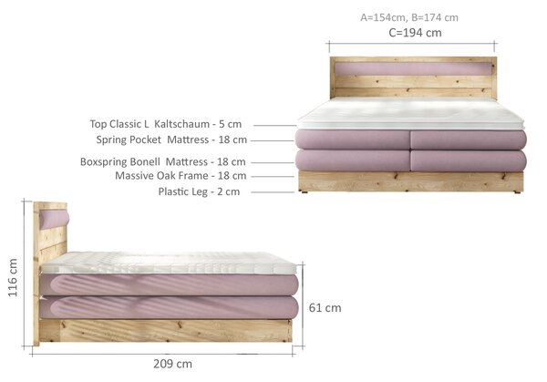 DIORI boxspring massiv wood posteľ s úložným priestorom