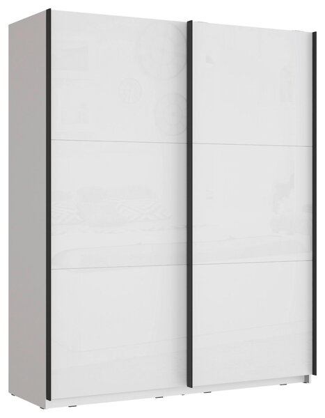 ŠAT. SKRIŇA S POSUV. DVERAMI, biela, biela s vysokým leskom, 170,3/209,7/61,2 cm home24 - Skrine